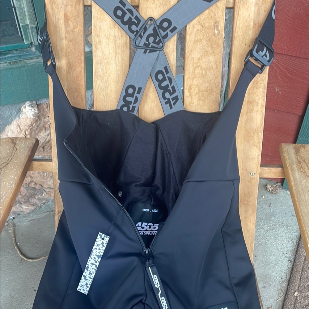 Women’s Brand new, ASOS Black Snow Bib Overalls with Logo Straps